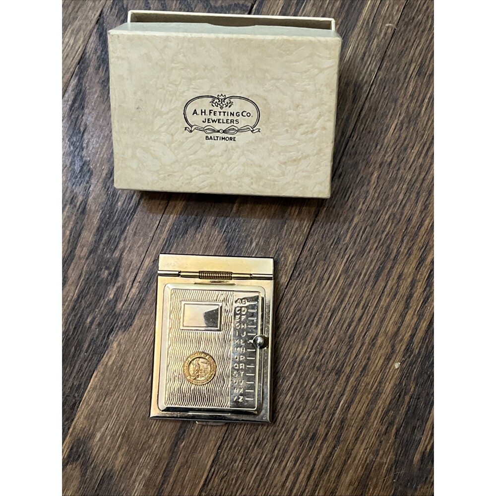 Vintage Gold-Tone Metal Miniature Pop-Up Pocket Telephone Address Index Book